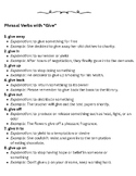 Phrasal Verb GIVE Definitions Examples Fill in the Blanks ESL EL
