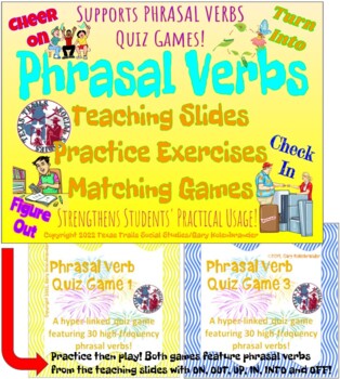 Preview of Phrasal Verb Teaching Slides and Quiz Games 1 & 3