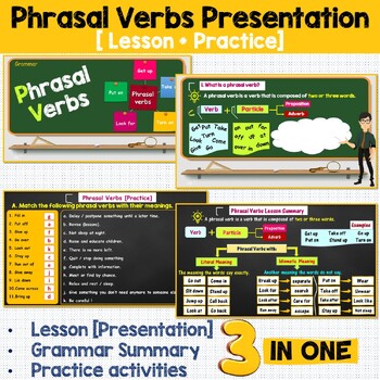 Preview of Phrasal Verbs Animated Presentation -Lesson and Practice Activities.