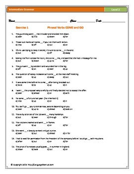 Phrasal Verbs Come And Go English Grammar Exercise By Language Avenue