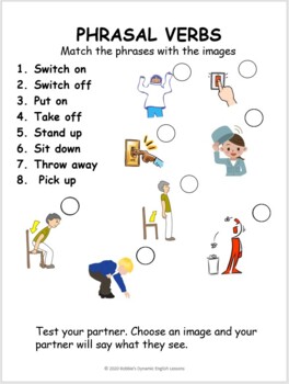 phrasal verbs matching exercise by robbie s dynamic english lessons