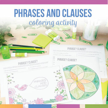 Preview of Phrase or Clause Coloring Sheets | Phrases and Clauses Coloring Activity