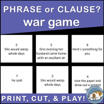Preview of Phrase vs. Clause War Game Activity
