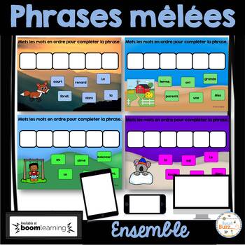 Preview of Phrases mêlées - Ensemble grandissant - Boom cards - Distance Learning