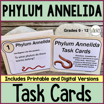Preview of Phylum Annelida Segmented Worms Task Cards Earthworm