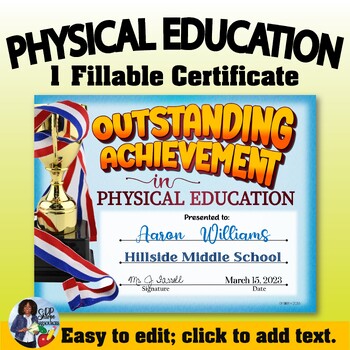 Preview of Physical Education Certificate 2