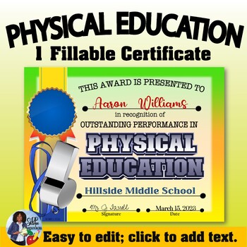 Preview of Physical Education Certificate 4