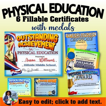 Preview of Physical Education Certificates and Medals Set