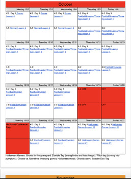 Preview of Phys Ed Curriculum Calendar 2023-24 Template