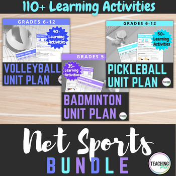 Preview of Phys Ed Net Games - Pickleball Volleyball Badminton Unit and Lesson Plans