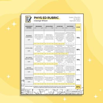 Preview of Phys Ed Sport Skills Rubric & Grade book - SUPERRUBRIC