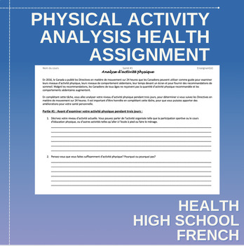 Preview of Physical Activity Analysis Assignment - Health/Santé - French/français