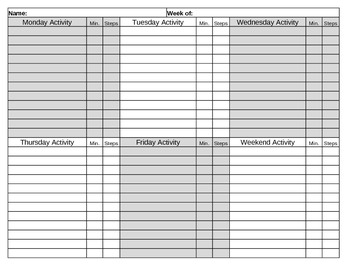 Preview of Physical Activity and Fitness Log