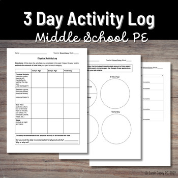 physical activity log teaching resources teachers pay teachers