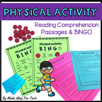 Preview of Physical Activity Reading Comprehension Passages and Bingo Game