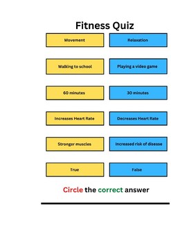 Preview of Physical Activity Relay quiz