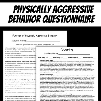 Preview of Physical Aggression Function of Behavior Questionnaire