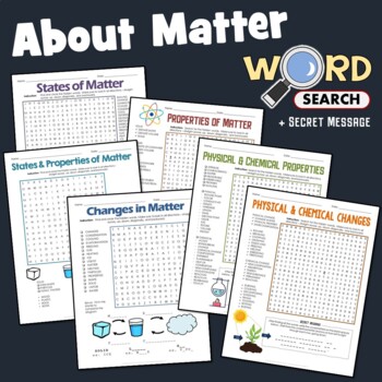 Preview of Physical And Chemical Changes, Properties Of Matter Worksheet Word Search Review