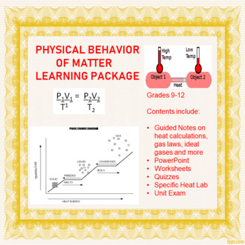 Preview of Physical Behavior of Matter Learning Package (Distance Learning)