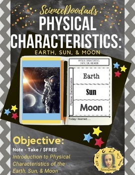 Preview of Physical Characteristics of Earth, Moon and Sun - Foldable