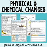Physical & Chemical Changes - Reading Comprehension Worksheets