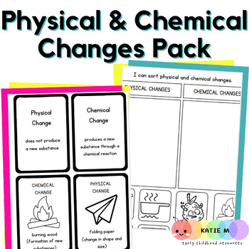 Preview of Physical & Chemical Changes Worksheet Pack - Cut & Paste - Sorting - Flashcards