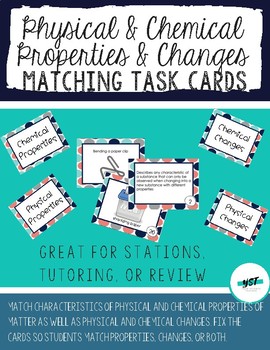 Preview of Physical & Chemical Properties & Changes Matching Task Cards