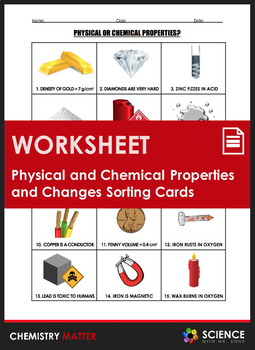 Preview of Physical & Chemical Properties & Changes Sorting Cards Kinesthetic Activity