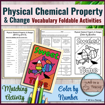 Preview of Physical Chemical Property & Change Foldable Vocabulary Match & Candies CBN