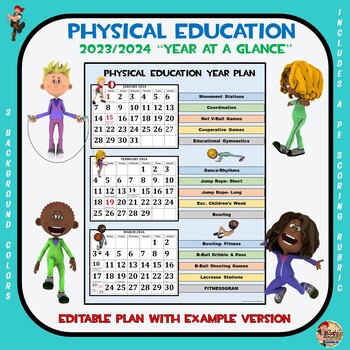 Preview of Physical Education (2023/2024) “Year at a Glance”- Editable Plan