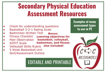 Preview of Physical Education Assessments Examples