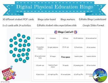 Preview of Physical Education Bingo Activities - Remote & Distance Learning - Interactive