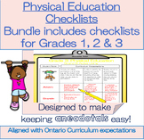 Physical Education Checklists BUNDLE for primary grades!