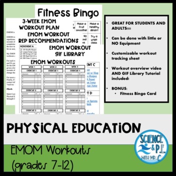 Preview of Middle and High School PE Fitness Resource: EMOM Cardio Workouts