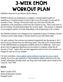 Middle and High School PE Fitness Resource EMOM Cardio Workouts