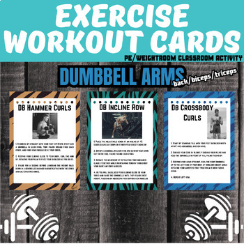Preview of Physical Education: Exercise Workout Cards DUMBBELL BACK/BICEPS/TRICEPS