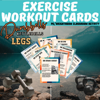 Preview of Physical Education: Exercise Workout Cards DUMBBELL/KETTLEBELL LEGS