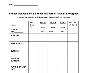 Preview of Physical Education Fitness Assessment