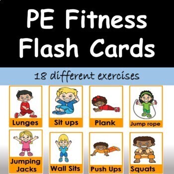 Preview of Physical Education Fitness Flashcards - Action Cards - PE