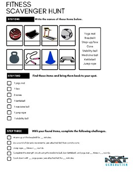 Preview of Physical Education: Fun with Fitness Scavenger Hunt Game