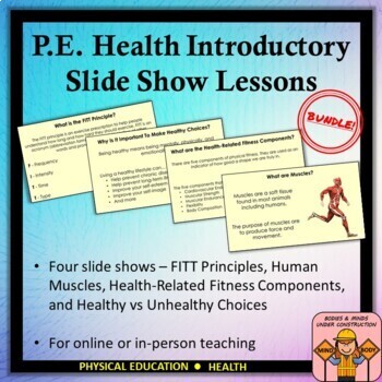 Preview of Physical Education Health Introductory Slide Show Lessons Bundle (K-5)