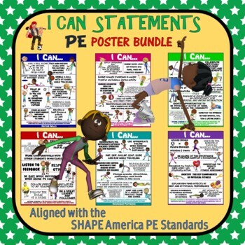 Preview of Physical Education I Can Statements: 6 Set Visual Bundle