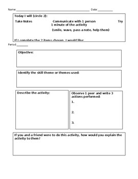 Preview of Physical Education Note Sheet- Editable