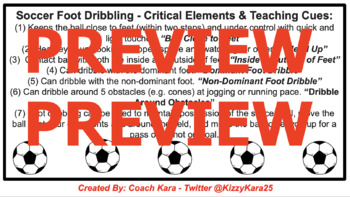 Preview of Physical Education - Soccer Foot Dribbling Teaching Cues & Rubric (PE & APE)