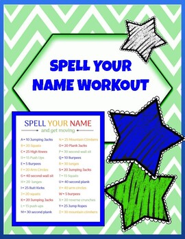 Spell Your Name Workout - What's Your Name? Fitness Activity Printable for  Kids