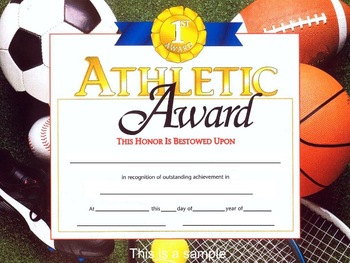 Preview of Physical Education Sport Award Certificate Editable
