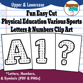 Preview of Physical Education Sports Easy Print and Cut Bulletin Board Letters and Numbers