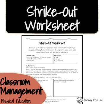 Preview of Physical Education Strike-Out Worksheet