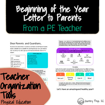 Preview of Physical Education Teacher  - Beginning of the Year Letter to Parents Template