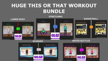 Preview of Physical Education 'This or That' Workout Bundle (20 Total)--Distance Learning
